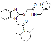 CAS#: 606110-41-2, 2-[[1-[2-(2,6-Dimethyl-Piperidin-1-Yl)-2-Oxoethyl]-1H-Benzo[d]Imidazol-2-Yl]Thio]-N-(Furan-2-Ylmethyl)-Acetamide