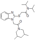 CAS#: 606117-52-6, 2-[[1-[2-(3,5-Dimethyl-Piperidin-1-Yl)-2-Oxoethyl]-1H-Benzo[d]Imidazol-2-Yl]Thio]-N,N-Bis(Isopropyl)-Acetamide