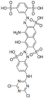 CAS#: 61433-40-7, 4-Amino-6-[[5-[(4,6-Dichloro-1,3,5-Triazin-2-Yl)Amino]-2-Sulphophenyl]Azo]-3-[(2,5-Disulphophenyl)Azo]-5-Hydroxynaphthalene-2,7-Disulphonic Acid