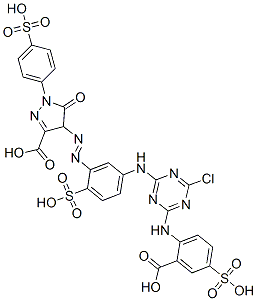 CAS#: 62223-58-9, 4-[[5-[[4-[(2-Carboxy-4-Sulphophenyl)Amino]-6-Chloro-1,3,5-Triazin-2-Yl]Amino]-2-Sulphophenyl]Azo]-4,5-Dihydro-5-Oxo-1-(4-Sulphophenyl)-1H-Pyrazole-3-Carboxylic Acid