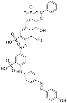 CAS#: 62570-24-5, 4-Amino-5-Hydroxy-3-[[4-[[4-[(4-Hydroxyphenyl)Azo]Phenyl]Amino]-3-Sulphophenyl]Azo]-6-(Phenylazo)Naphthalene-2,7-Disulphonic Acid