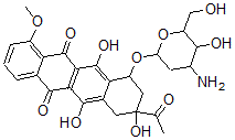 CAS#: 62653-54-7, ( 8S-cis)-8-Acetyl-10-((3-Amino-2,3-Dideoxy-alpha-L-Lyxo- Hexopyranosyl)Oxy)-7,8,9,10-Tetrahydro-6,8,11-Trihydroxy-1-Methoxy-5,12-Naphthacenedione