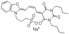 CAS#: 62796-23-0, 2-[4-(1,3-Dibutyltetrahydro-4,6-Dioxo-2-Thioxo-5(2H)-Pyrimidinylidene)-2-Buten-1-Ylidene]-3(2H)-Benzoxazolepropanesulfonicacid Sodium Salt (1:1)
