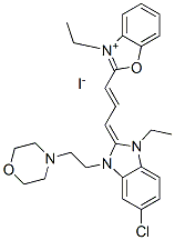 CAS#: 63059-43-8, 2-[3-[5-Chloro-1-Ethyl-1,3-Dihydro-3-[2-Morpholinoethyl]-2H-Benzimidazol-2-Ylidene]Prop-1-Enyl]-3-Ethylbenzoxazolium Iodide