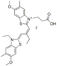 CAS 登录号：63815-95-2， 3-(2-羧基乙基)-2-[2-[(3-乙基-6-甲氧基-5-甲基-3H-苯并噻唑-2-亚基)甲基]丁-1-烯基]-6-甲氧基-5-甲基苯并噻唑鎓碘化物