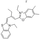 CAS#: 63870-45-1, 5,6-Dimethyl-2-(2-(3-Ethyl-2-(3)-Benzothiazolylidene)Methyl)-1-Butenyl)-3-Ethyl-Benzoxazolium Iodide