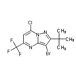 CAS#: 655235-50-0, 3-Bromo-7-chloro-2-(2-methyl-2-propanyl)-5-(trifluoromethyl)pyrazolo[1,5-a]pyrimidine
