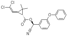 CAS 登录号：65732-07-2， (1R,3S)-3-(2,2-二氯乙烯基)-2,2-二甲基-环丙烷羧酸 (S)-氰基(3-苯氧基苯基)甲基酯