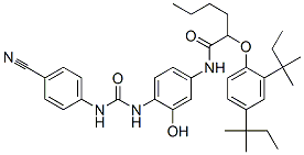 CAS 登录号：65749-35-1， 2-[2,4-二(1,1-二甲基丙基)苯氧基]-N-[4-[[[(4-氰基苯基)氨基]羰基]氨基]-3-羟基苯基]己酰胺