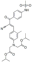 CAS 登录号：66172-63-2， N-[4-[2-氰基-3-[4-[(甲基磺酰基)氨基]苯基]-3-氧代-1-丙烯基]间甲苯基]-N-[2-(1-甲基乙氧基)-2-氧代乙基]甘氨酸异丙酯