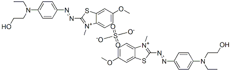 CAS 登录号：66693-25-2， 二[2-[[4-[乙基(2-羟基乙基)氨基]苯基]偶氮]-6-甲氧基-3-甲基苯并噻唑鎓]硫酸盐