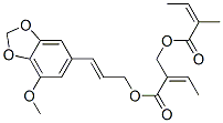 CAS 登录号：67008-16-6， (Z)-2-甲基-2-丁烯酸 (Z)-2-[[3-(7-甲氧基-1,3-苯并二氧戊环-5-基)-2-丙烯基氧基]羰基]-2-丁烯基酯