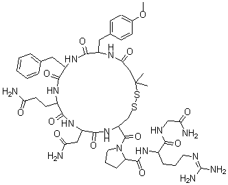 CAS 登录号:67269-08-3, 1-去氨基青霉胺-2-(O-甲基-酪氨酰)-精氨酸加压素