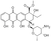 CAS#: 67508-88-7, (1R-(1-alpha,2-beta,4-beta))-1,2,3,4,6,11-Hexahydro-6,11-Dioxo-2-Ethyl-4-((2,3,6-Trideoxy-3-Amino-alpha-L-Lyxo-Hexopyranosyl)Oxy)-2,5,7-Trihydroxy-1-Naphthacenecarboxylic Acid Methyl Ester