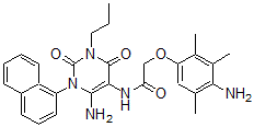 CAS 登录号：676148-78-0， N-[6-氨基-1,2,3,4-四氢-1-(1-萘基)-2,4-二氧代-3-丙基-嘧啶-5-基]-2-(4-氨基-2,3,5-三甲基苯氧基)-乙酰胺