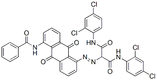 CAS 登录号：67803-84-3， 2-[[[5-(苯甲酰基氨基)-9,10-二氢-9,10-二氧代蒽]-1-基]偶氮]-N,N'-二(2,4-二氯苯基)丙烷二酰胺