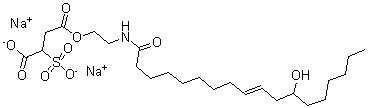 CAS#: 67893-42-9, 2-Sulfo-Butanedioic Acid 4-[2-[(12-Hydroxy-1-Oxo-9-Octadecen-1-Yl)Amino]Ethyl] Ester Sodiumsalt (1:2)