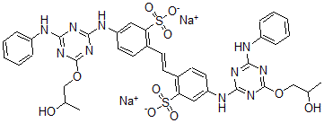 CAS#: 68003-30-5, 2,2'-(1,2-Ethenediyl)Bis[ 5-[[4-(2-Hydroxypropoxy)-6-(Phenylamino)-1,3,5-Triazin -2-Yl]Amino]-Benzenesulfonic Acid Disodium Salt