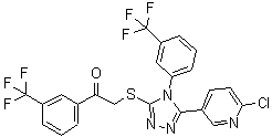 CAS#: 680217-03-2, 2-({5-(6-Chloro-3-pyridinyl)-4-[3-(trifluoromethyl)phenyl]-4H-1,2,4-triazol-3-yl}sulfanyl)-1-[3-(trifluoromethyl)phenyl]ethanone