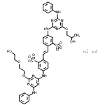 CAS#: 68025-20-7, Disodium 5-({4-anilino-6-[2-(2-hydroxyethoxy)ethoxy]-1,3,5-triazin-2-yl}amino)-2-[(E)-2-(4-{[4-anilino-6-(2-hydroxypropoxy)-1,3,5-triazin-2-yl]amino}-2-sulfonatophenyl)vinyl]benzenesulfonate