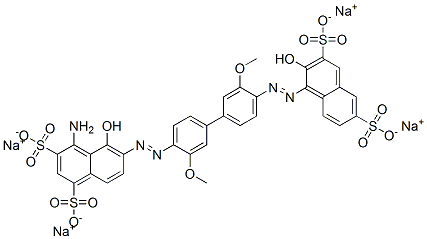 CAS#: 68084-21-9, 4-Amino-5-Hydroxy-6-[[4'-[(2-Hydroxy-3,6-Disulfo-1-Naphthalenyl)Azo]-3,3'-Dimethoxy[1,1'-Biphenyl]-4-Yl]Azo]-1,3-Naphthalenedisulfonic Acid Tetrasodium Salt