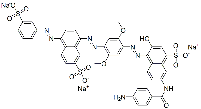 CAS#: 68214-03-9, Trisodium 7-[(4-Aminobenzoyl)Amino]-4-[[2,5-Dimethoxy-4-[[7-Sulphonato-4-[(3-Sulphonatophenyl)Azo]Naphthyl]Azo]Phenyl]Azo]-3-Hydroxynaphthalene-1-Sulphonate
