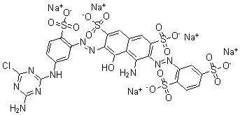CAS#: 68259-02-9, 4-Amino-6-[2-[5-[(4-Amino-6-Chloro-1,3,5-Triazin-2-Yl)Amino]-2-Sulfophenyl]Diazenyl]-3-[2-(2,5-Disulfophenyl)Diazenyl]-5-Hydroxy-2,7-Naphthalenedisulfonicacid Sodium Salt (1:5)