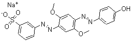 CAS 登录号：68516-60-9， 3-[2-[4-[2-(4-羟基苯基)偶氮]-2,5-二甲氧基苯基]偶氮]-苯磺酸钠盐(1:1)