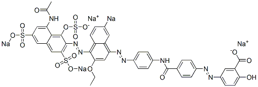 CAS#: 6859-12-7, Tetrasodium 5-((4-(((4-((4-((8-(acetylamino)-1-hydroxy-3,6-disulphonato-2-naphthyl)azo)-3-ethoxy-7-sulphonato-1-naphthyl)azo)phenyl)amino)carbonyl)phenyl)azo)salicylate