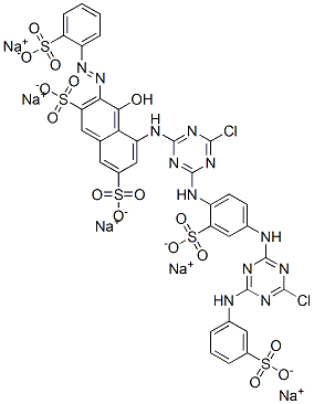 CAS#: 68991-99-1, 5-[[4-Chloro-6-[[4-[[4-Chloro-6-[(3-Sulfophenyl)Amino]-1,3,5-Triazin-2-Yl]Amino]-2-Sulfophenyl]Amino]-1,3,5-Triazin-2-Yl]Amino]-4-Hydroxy-3-[(2-Sulfophenyl)Azo]-2,7-Naphthalenedisulfonic Acid Pentasodium Salt