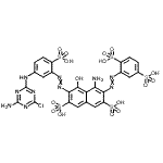 CAS 登录号：69571-16-0， 5-氨基-3-[5-[(4-氨基-6-氯-1,3,5-三嗪-2-基)氨基]-2-磺基-苯基]偶氮-6-(2,5-二磺基苯基)偶氮-4-羟基-萘-2,7-二磺酸