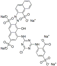 CAS#: 69723-90-6, Pentasodium 2-[[4-Chloro-6-[[8-Hydroxy-3,6-Disulphonato-7-[(1-Sulphonato-2-Naphthyl)Azo]-1-Naphthyl]Amino]-1,3,5-Triazin-2-Yl]Amino]-5-Sulphonatobenzoate
