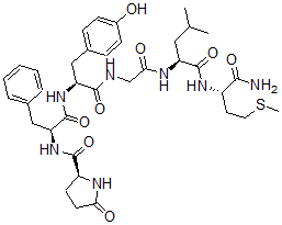CAS#: 70082-71-2, (2S)-N-[(2S)-1-[[(2S)-1-[[2-[[(2S)-1-[[(2S)-1-amino-4-methylsulfanyl-1-oxo-butan-2-yl]amino]-4-methyl-1-oxo-pentan-2-yl]amino]-2-oxo-ethyl]amino]-3-(4-hydroxyphenyl)-1-oxo-propan-2-yl]amino]-1-oxo-3-phenyl-propan-2-yl]-5-oxo-pyrrolidine-2-carboxamide