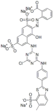 CAS#: 70209-93-7, Tetrasodium 2-[[8-[[4-Chloro-6-[[4-(6-Methyl-7-Sulphonatobenzothiazol-2-Yl)Phenyl]Amino]-1,3,5-Triazin-2-Yl]Amino]-1-Hydroxy-3,6-Disulphonato-2-Naphthyl]Azo]Benzoate