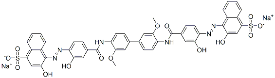 CAS#: 70247-69-7, Disodium 4,4'-[(3,3'-Dimethoxy[1,1'-Biphenyl]-4,4'-Diyl)Bis[Iminocarbonyl(2-Hydroxy-4,1-Phenylene)Azo]]Bis(3-Hydroxynaphthalene-1-Sulphonate)