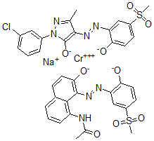 CAS#: 70281-41-3, [2-(3-Chlorophenyl)-2,4-Dihydro-4-[[2-Hydroxy-5-(Methylsulfonyl)Phenyl]Azo]-5-Methyl-3H-Pyrazol-3-Onato(2-)][N-[7-Hydroxy-8-[[2-Hydroxy-5-(Methylsulfonyl)Phenyl]Azo]-1-Naphthalenyl]Acetamidato(2-)]-Chromate Sodium