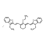 CAS#: 70446-13-8, 3-Ethyl-2-{(E)-2-[(3E)-3-[(2Z)-2-(3-ethyl-1,3-benzothiazol-2(3H)-ylidene)ethylidene]-2-(ethylsulfanyl)-1-cyclohexen-1-yl]vinyl}-1,3-benzothiazol-3-ium iodide