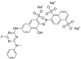 CAS 登录号：70571-70-9， 2-[[6-[[4-氟-6-(甲基苯基氨基)-1,3,5-三嗪-2-基]氨基]-1-羟基-3-磺酸基-2-萘基]偶氮]萘-1,5-二磺酸三钠