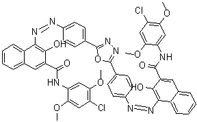 CAS#: 70621-24-8, 4,4'-{1,3,4-Oxadiazole-2,5-diylbis[4,1-phenylene(Z)-2,1-diazenediyl]}bis[N-(4-chloro-2,5-dimethoxyphenyl)-3-hydroxy-2-naphthamide]