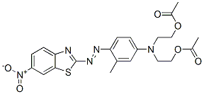 CAS 登录号：70660-53-6， 2,2'-[[3-甲基-4-[(6-硝基苯并噻唑-2-基)偶氮]苯基]亚氨基]二乙基二乙酸酯