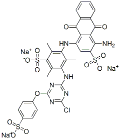 CAS 登录号：70900-41-3， 三钠1-氨基-4-[[3-[[4-氯-6-(4-磺酸基苯氧基)-1,3,5-三嗪-2-基]氨基]-2,4,6-三甲基-5-磺酸基苯基]氨基]-9,10-二氢-9,10-二氧代蒽-2-磺酸盐