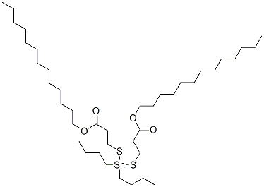 CAS 登录号：70942-47-1， 5,5-二丁基-9-氧代-10-氧杂-4,6-二硫杂-5-锡杂二十三烷酸十三烷基酯