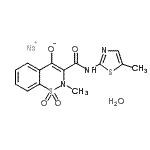 CAS#: 71125-39-8, Sodium 2-methyl-3-[(5-methyl-1,3-thiazol-2-yl)carbamoyl]-2H-1,2-benzothiazin-4-olate 1,1-dioxide hydrate (1:1:1)