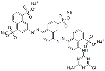 CAS#: 71412-36-7, Tetrasodium 3-[[4-[[4-[(4-Amino-6-Chloro-1,3,5-Triazin-2-Yl)Amino]-5-Sulphonato-1-Naphthyl]Azo]-6-Sulphonato-1-Naphthyl]Azo]Naphthalene-1,5-Disulphonate