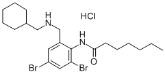 CAS 登录号:71420-34-3, N-(2,4-二溴-6-((环己基甲基氨基)甲基)苯基)-庚酰胺单盐酸盐