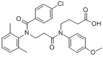 CAS 登录号:71455-71-5, N-(N-(4-氯苯甲酰基)-3-(2,6-二甲基苯胺基)丙酰基)-4-(对甲氧苯胺基)丁酸