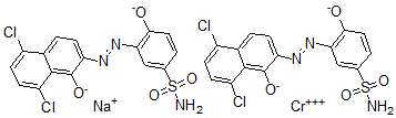 CAS 登录号：71550-00-0， 二[3-[(5,8-二氯-1-羟基-2-萘基)偶氮]-4-羟基苯磺酰胺(2-)]-铬酸钠