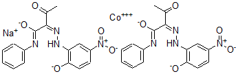 CAS 登录号：71566-26-2， 二[2-[(2-羟基-5-硝基苯基)偶氮]-3-氧代-N-苯基丁酰胺]钴酸钠