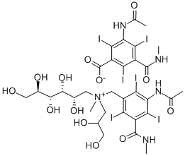 CAS#: 71746-20-8, N-(3-Acetamido-5-(methylcarbamoyl)-2,4,6-triiodobenzyl)-N-(2,3-dihydroxypropyl)-N-methyl-, (3-acetamido-5-methylcarbamoyl-2,4,6-triiodo)-D-Glucammonium benzoate