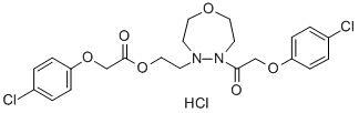 CAS 登录号:71783-92-1, (4-氯苯氧基)-乙酸2-(5-((4-氯苯氧基)乙酰基)四氢-1,4,5-氧杂二氮杂卓-4(5H)-基)乙酯单盐酸盐